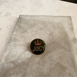 Juicy Couture Green and Gold Crown Brooch